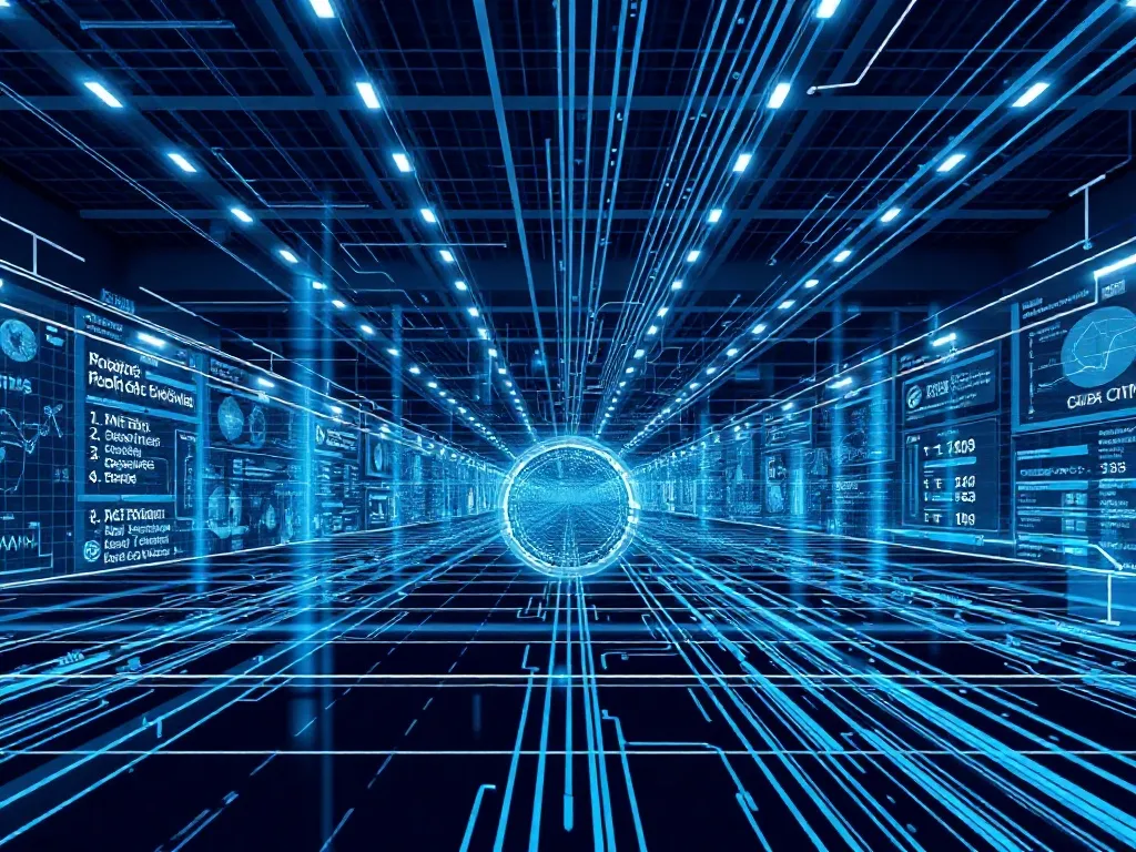 Technical schematic of digital data flow and API endpoints,