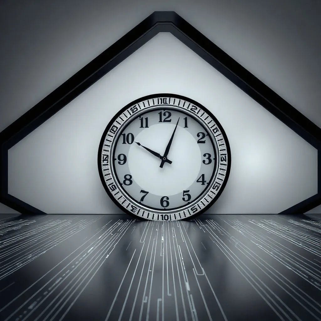 Minimalist clockwork and digital pulse lines, architectural